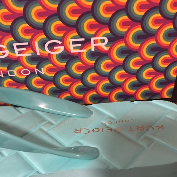 Kurt Geiger Aqua Sandals with Gold Accent - Picture 3 of 5